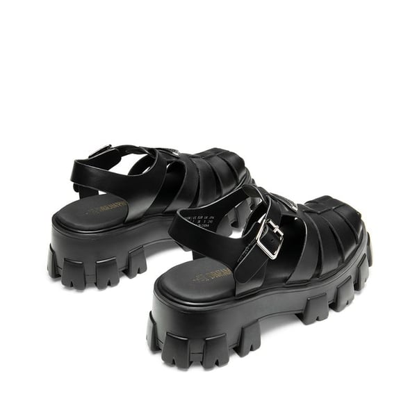 Lug Sole Platform Sandals - BLACK-PU - 4